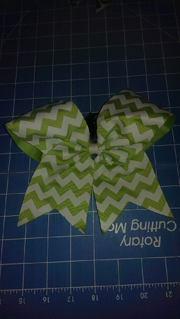 Neon Green/White Chevron Bow