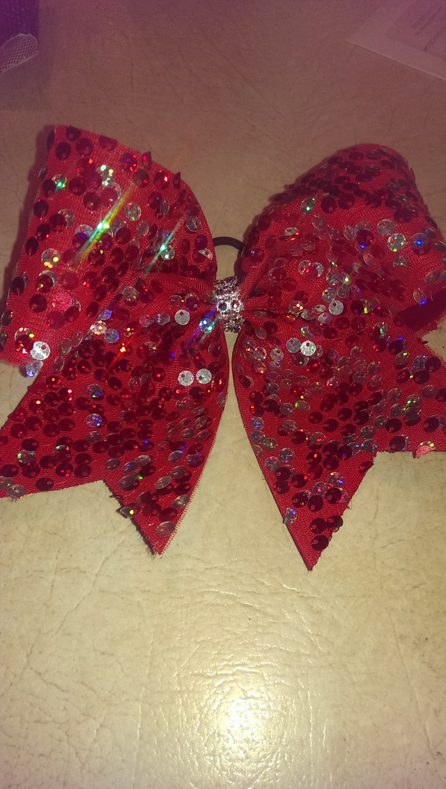 Red/Silver Reversible Sequin Bow