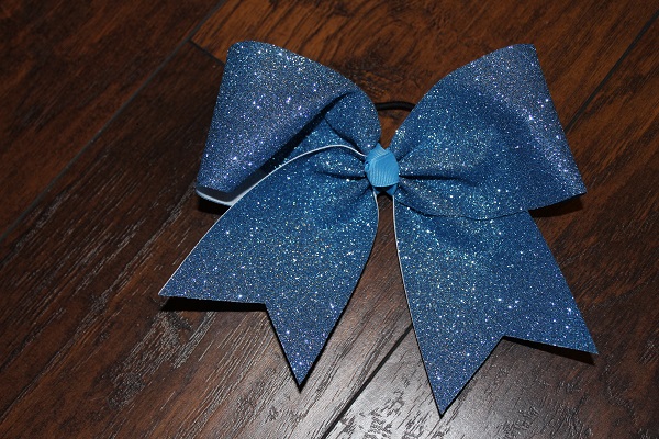 Old Blue Glitter Bow